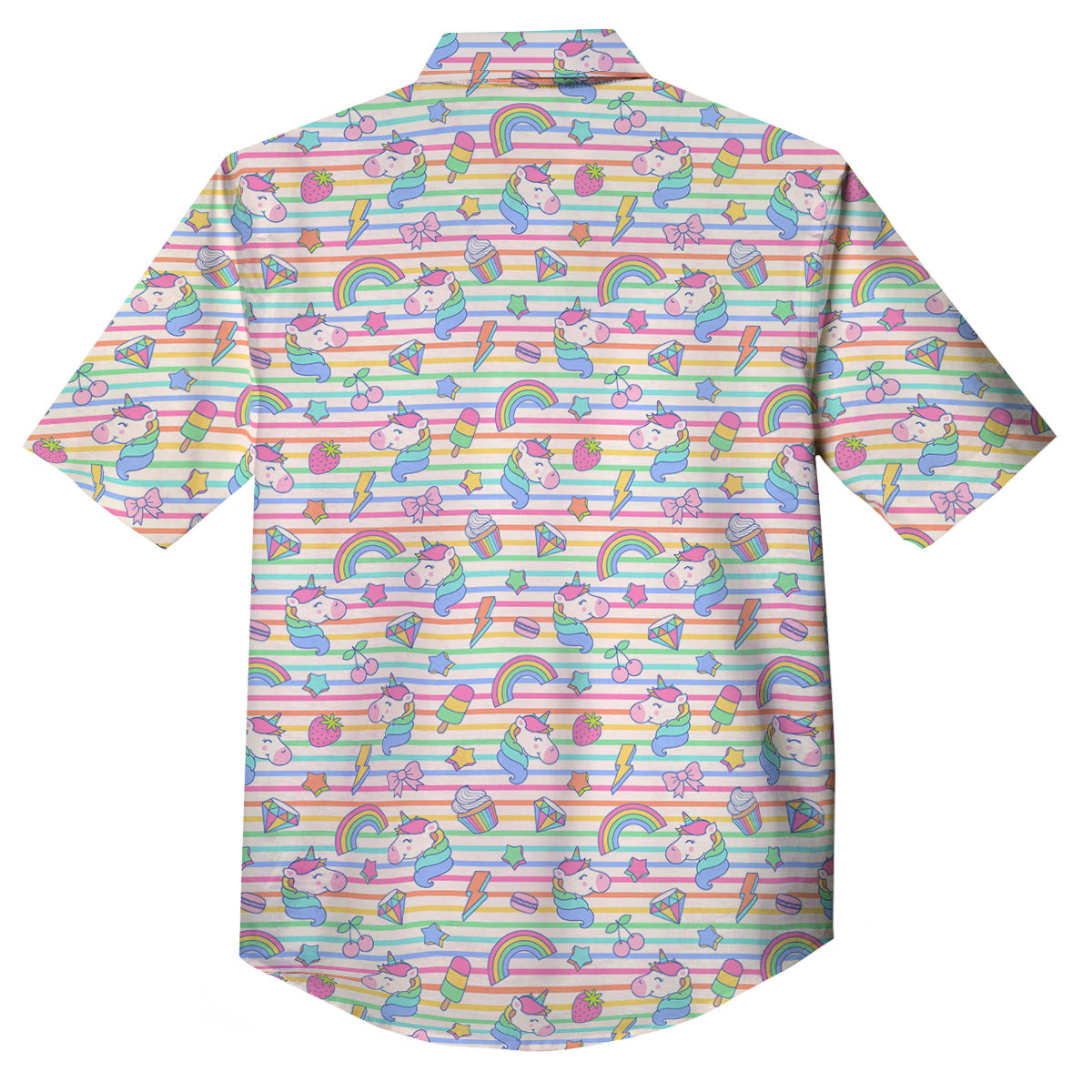 Unicorn Cute Rainbow Print Pattern Button Up Shirt-grizzshop