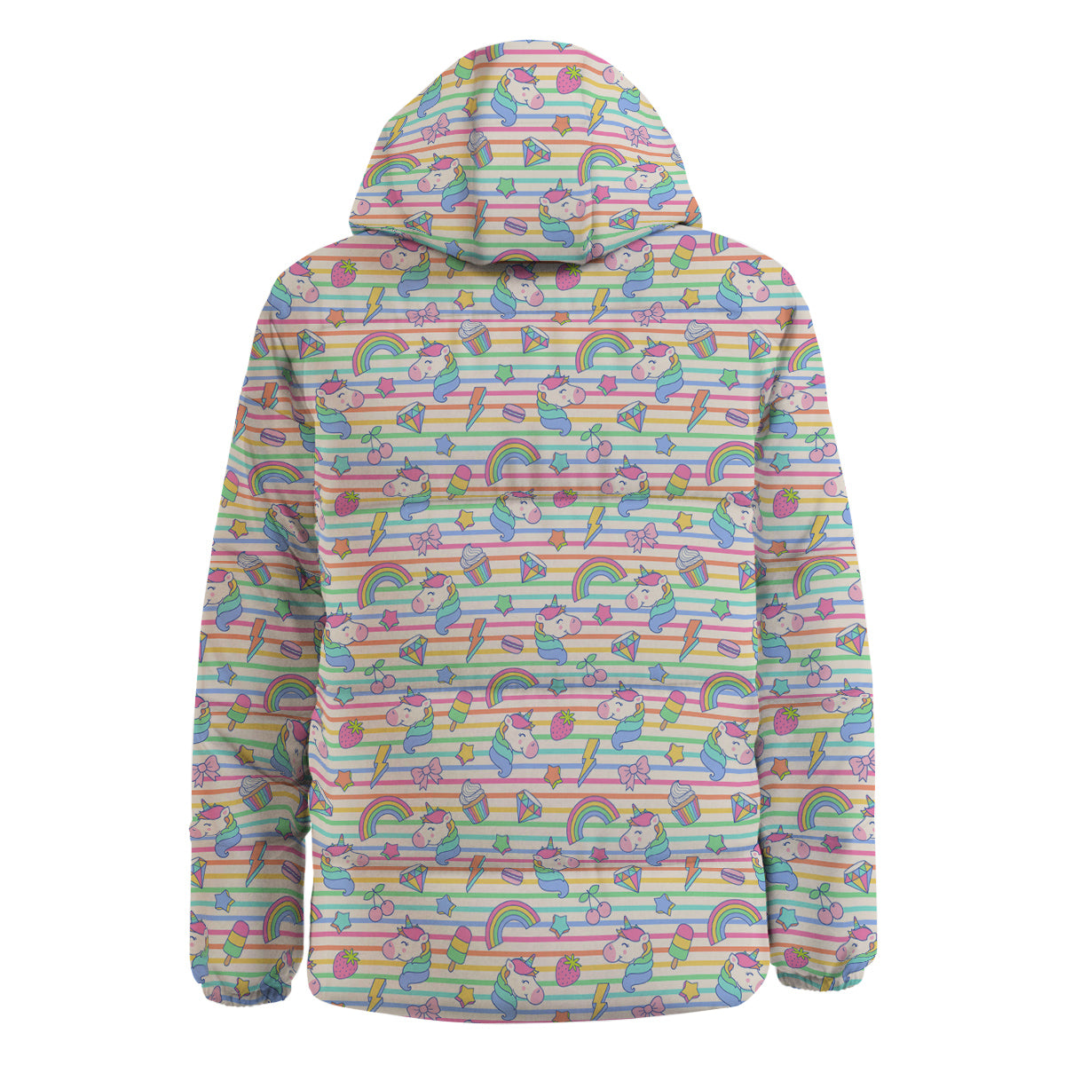 Unicorn Cute Rainbow Print Pattern Down Jacket-grizzshop