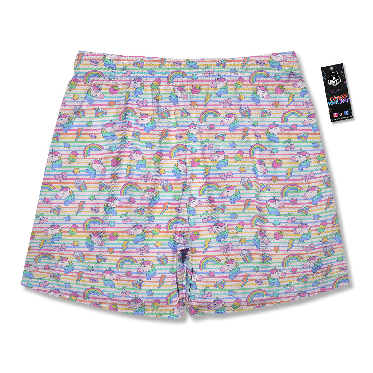 Unicorn Cute Rainbow Print Pattern Men's Running Shorts-grizzshop
