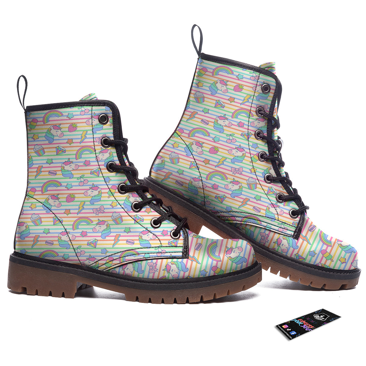 Unicorn Cute Rainbow Print Pattern Work Boots-grizzshop
