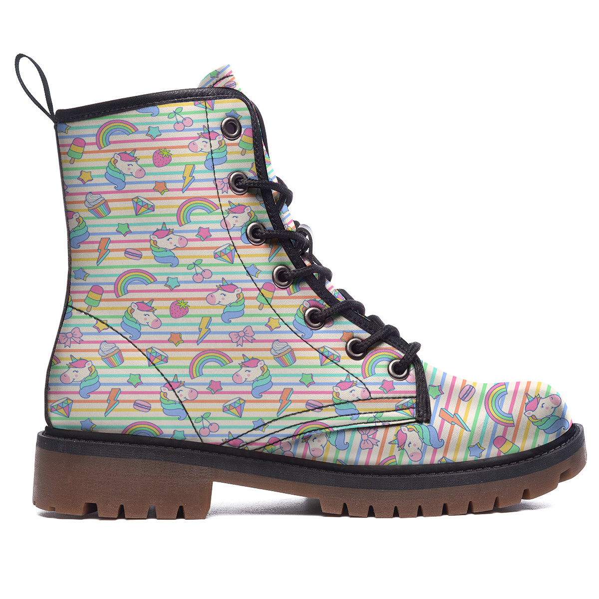 Unicorn Cute Rainbow Print Pattern Work Boots-grizzshop