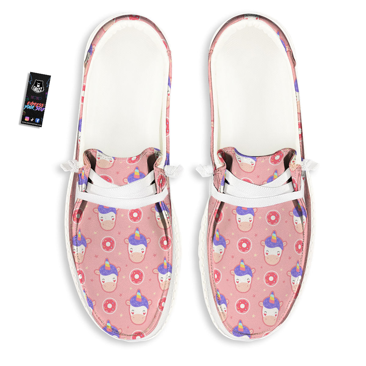 Unicorn Donut Pink Girly Print Pattern Black Loafers-grizzshop