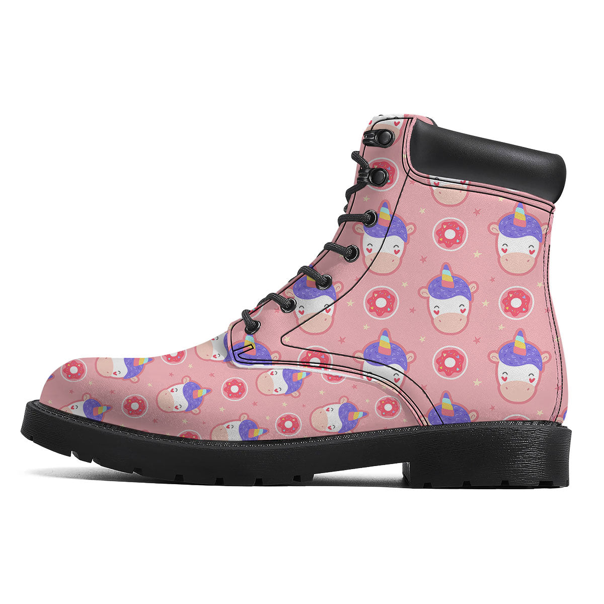 Unicorn Donut Pink Girly Print Pattern Boots-grizzshop