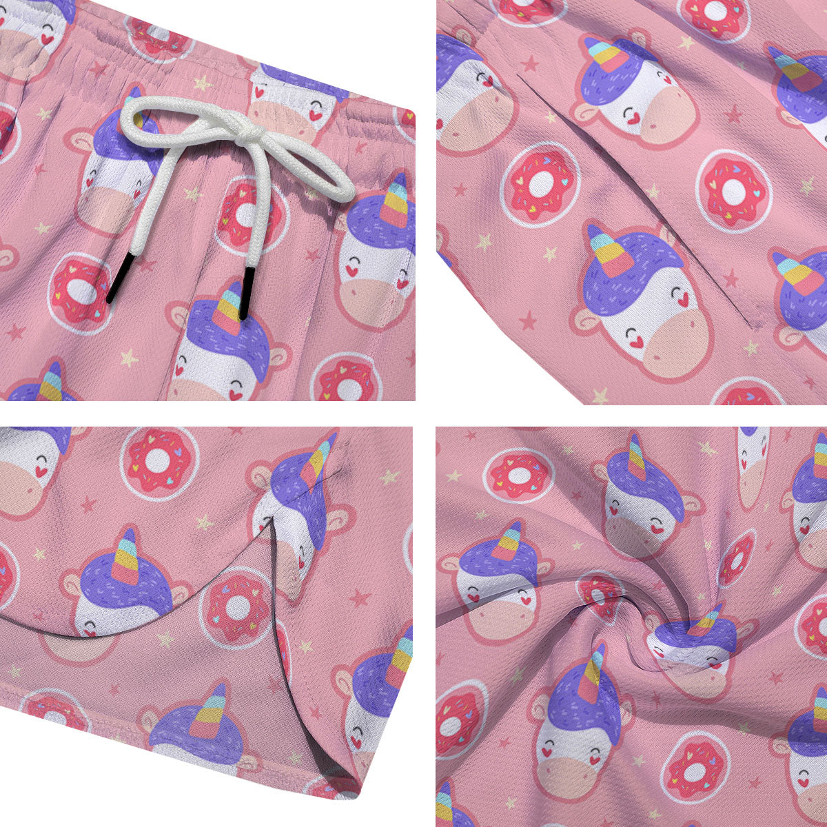 Unicorn Donut Pink Girly Print Pattern Men's Running Shorts-grizzshop