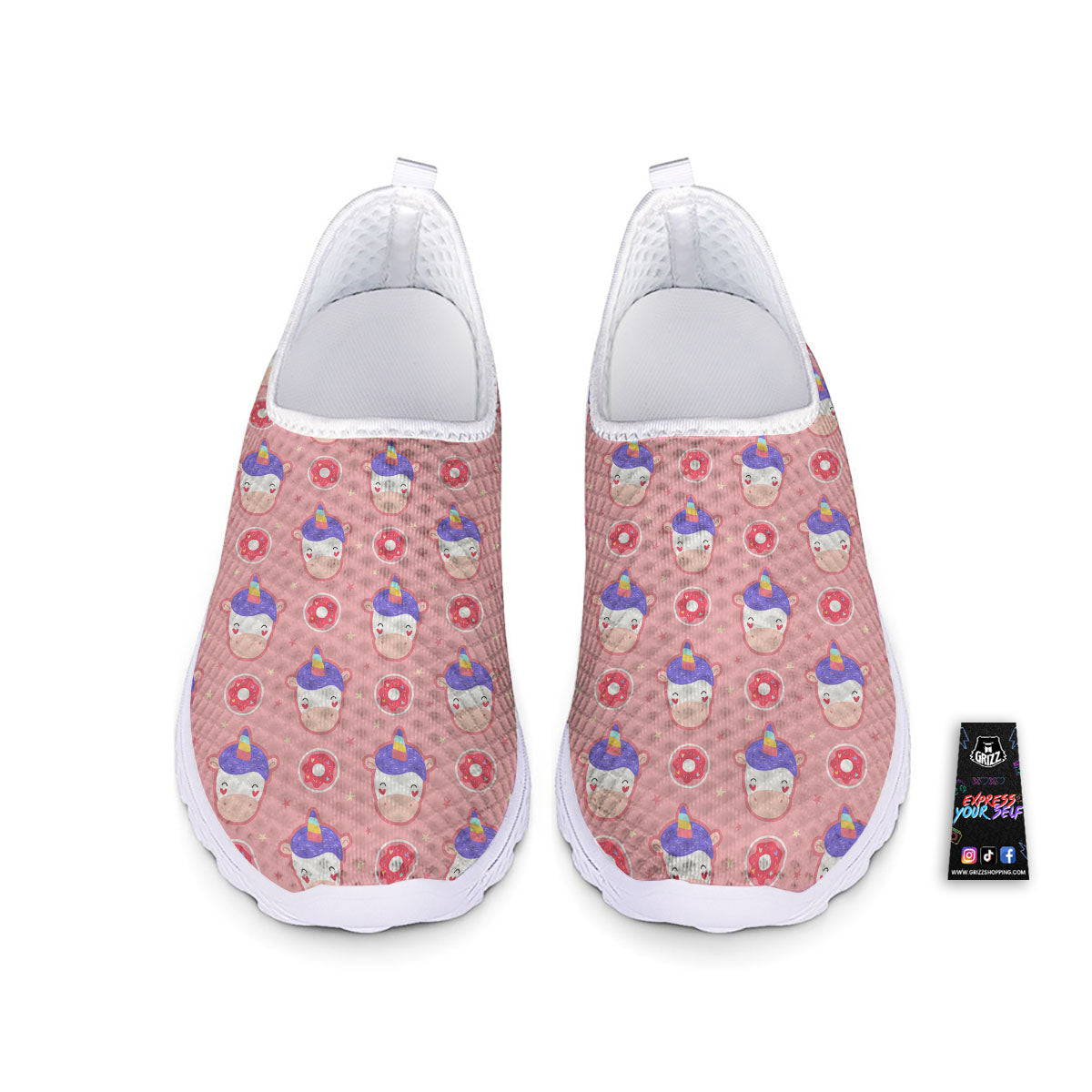 Unicorn Donut Pink Girly Print Pattern Nurse Shoes-grizzshop