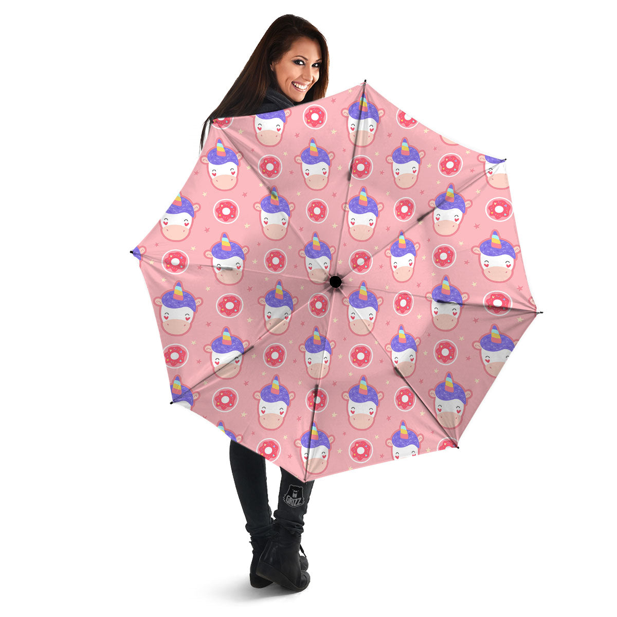 Unicorn Donut Pink Girly Print Pattern Umbrella-grizzshop