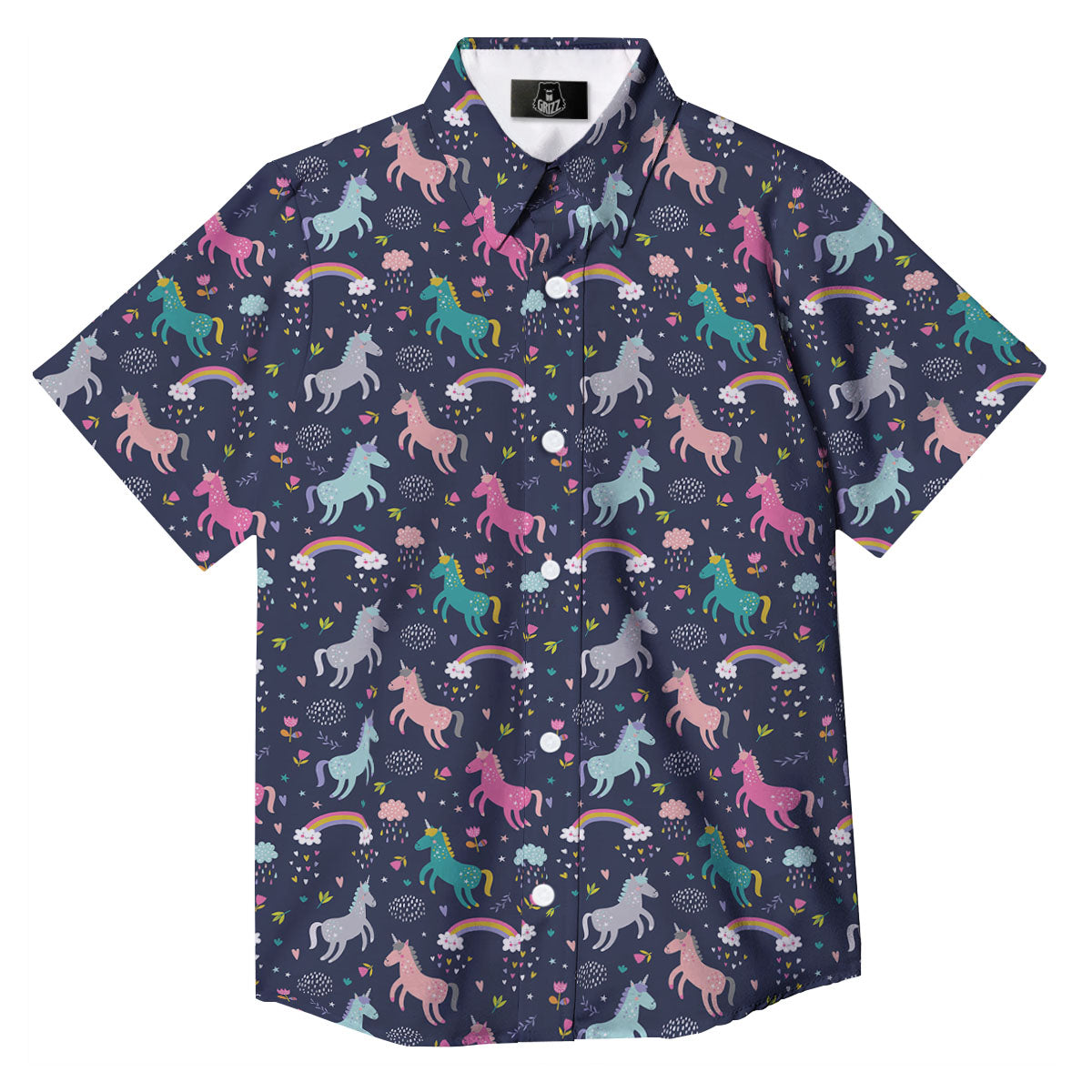 Unicorn Doodle Print Pattern Button Up Shirt-grizzshop