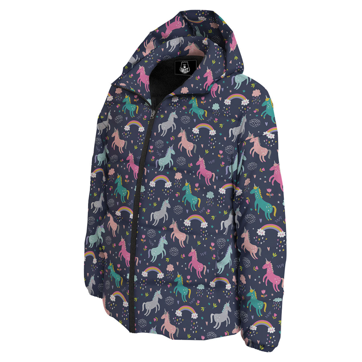 Unicorn Doodle Print Pattern Down Jacket-grizzshop