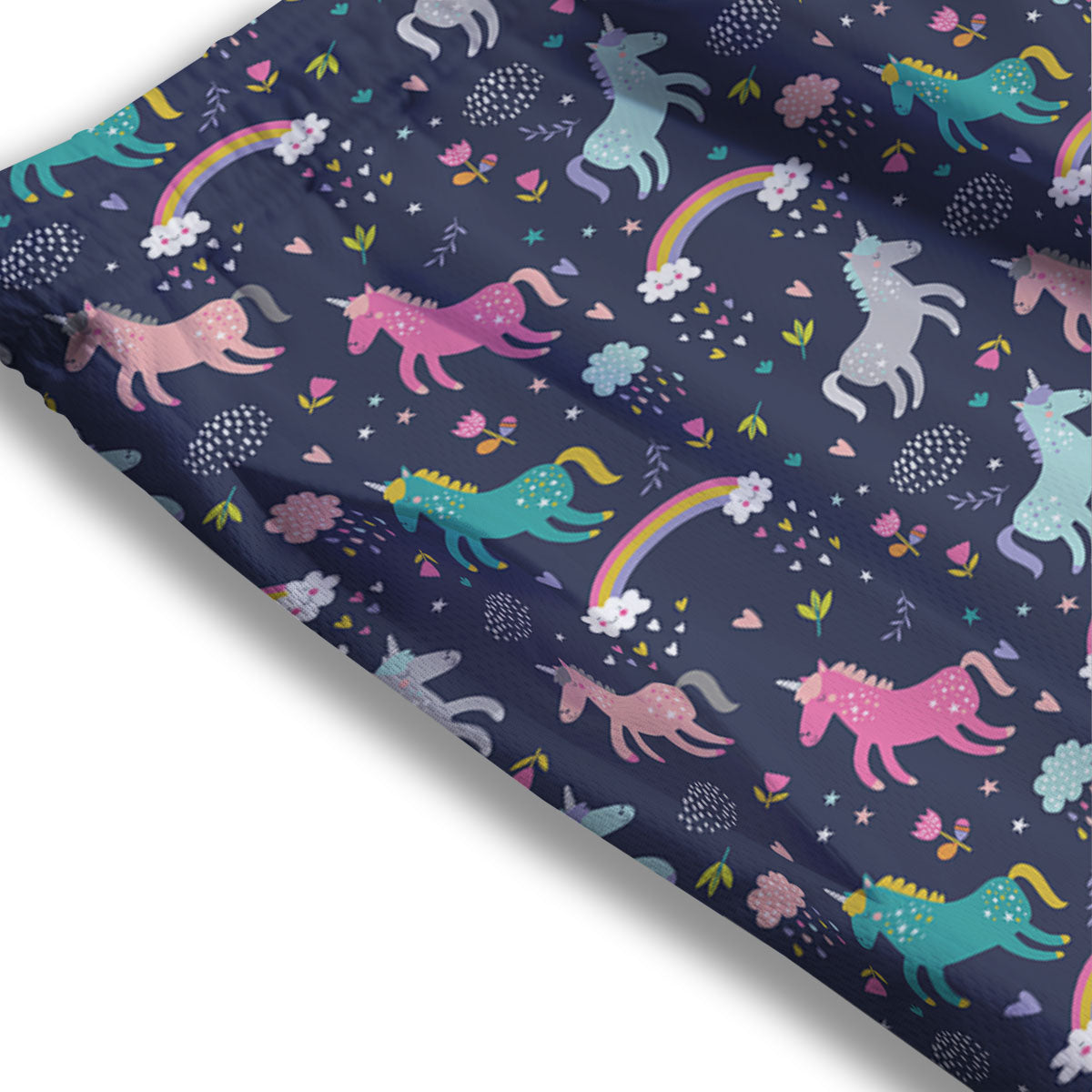 Unicorn Doodle Print Pattern Mesh Shorts-grizzshop