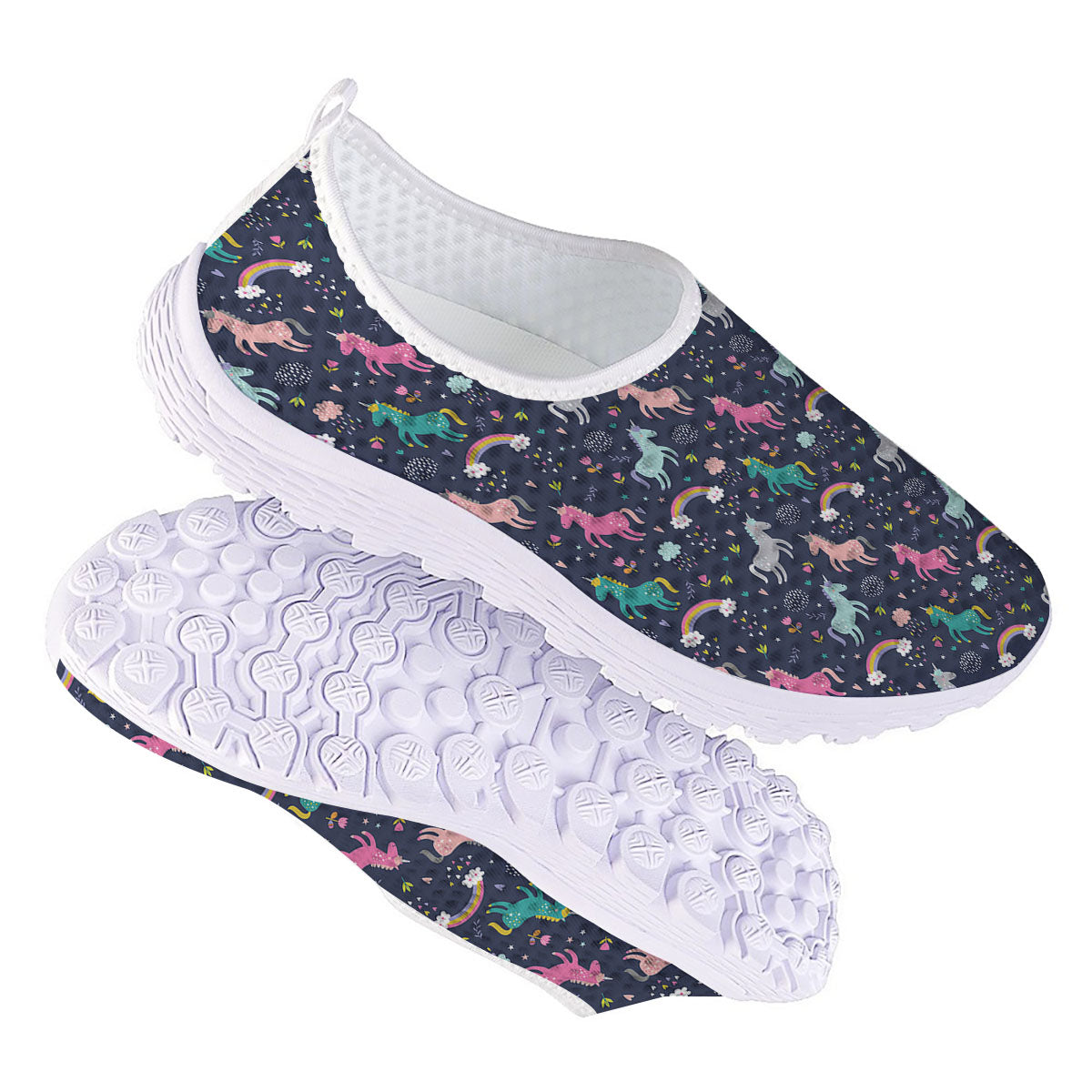 Unicorn Doodle Print Pattern Nurse Shoes-grizzshop