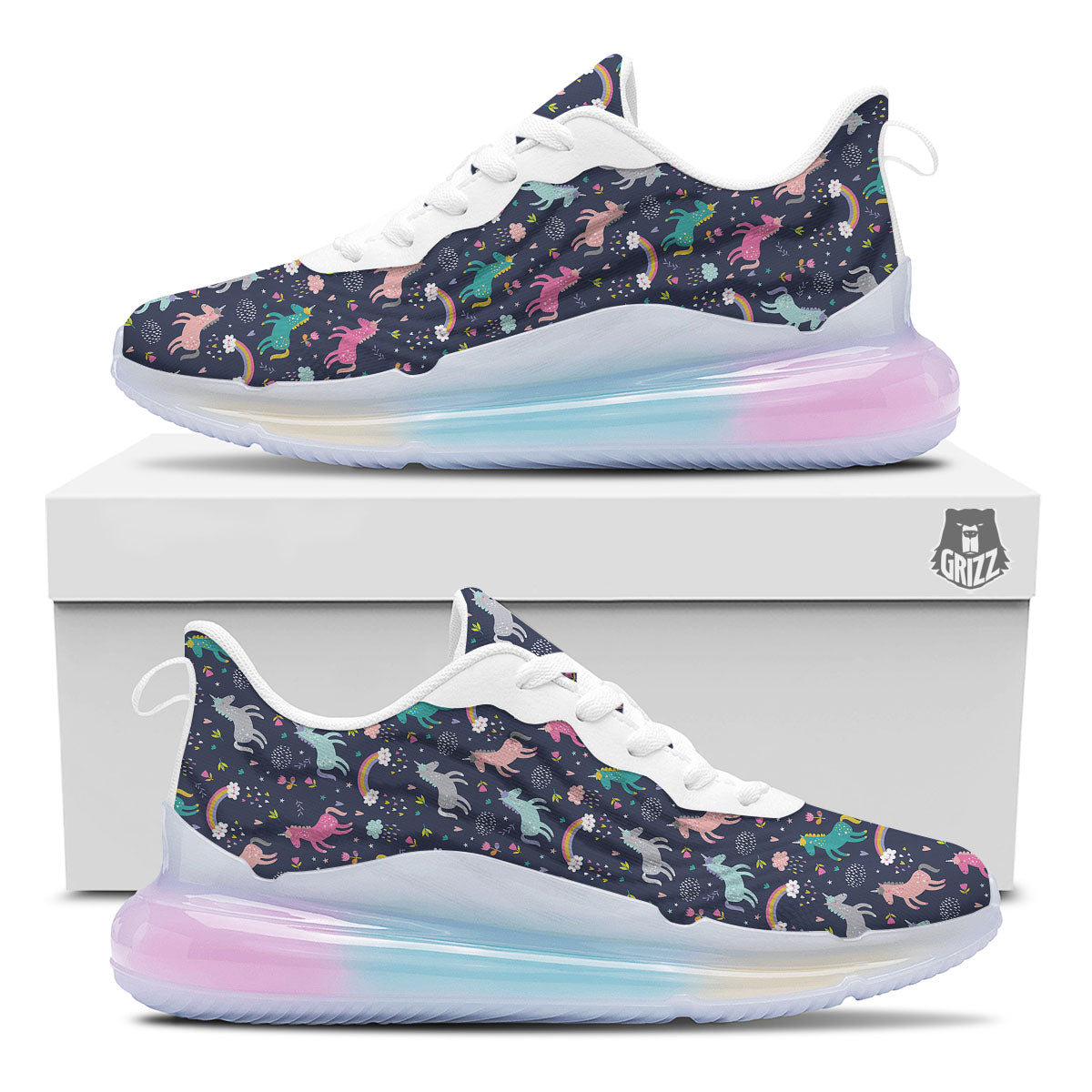 Unicorn Doodle Print Pattern Running Sneakers-grizzshop