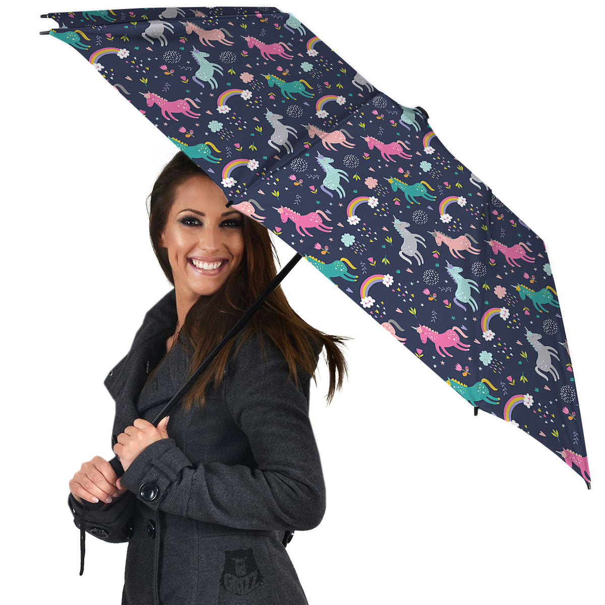 Unicorn Doodle Print Pattern Umbrella-grizzshop