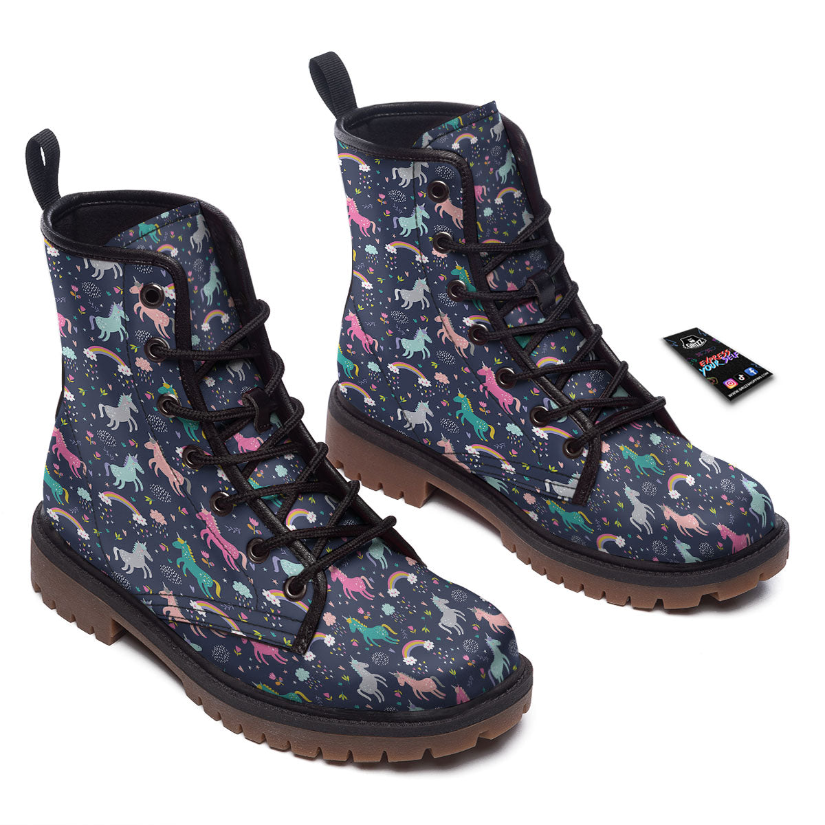 Unicorn Doodle Print Pattern Work Boots-grizzshop
