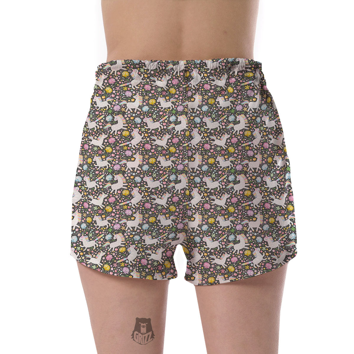 Unicorn Fairy Floral Print Pattern Women's Shorts-grizzshop