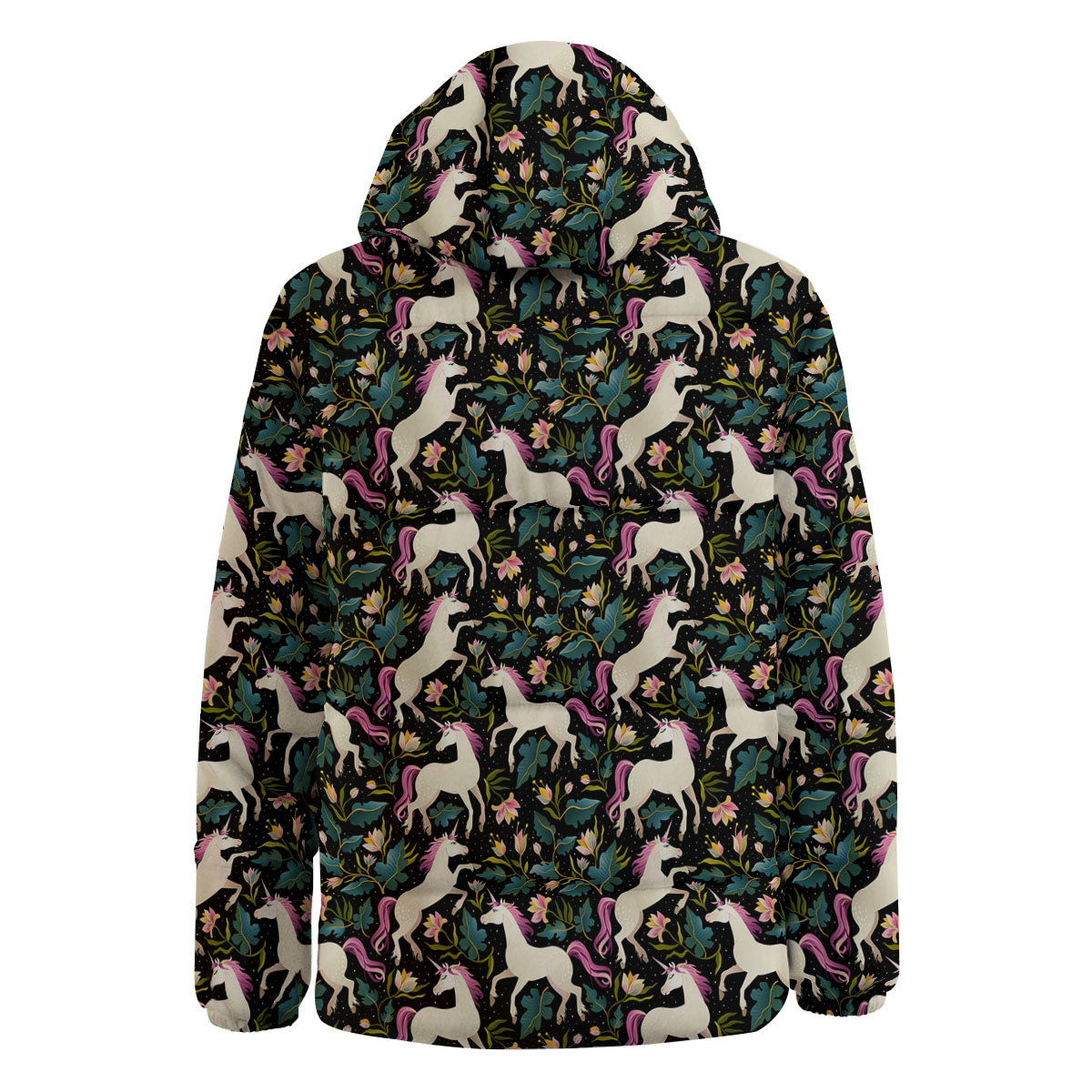 Unicorn Floral Print Pattern Down Jacket-grizzshop