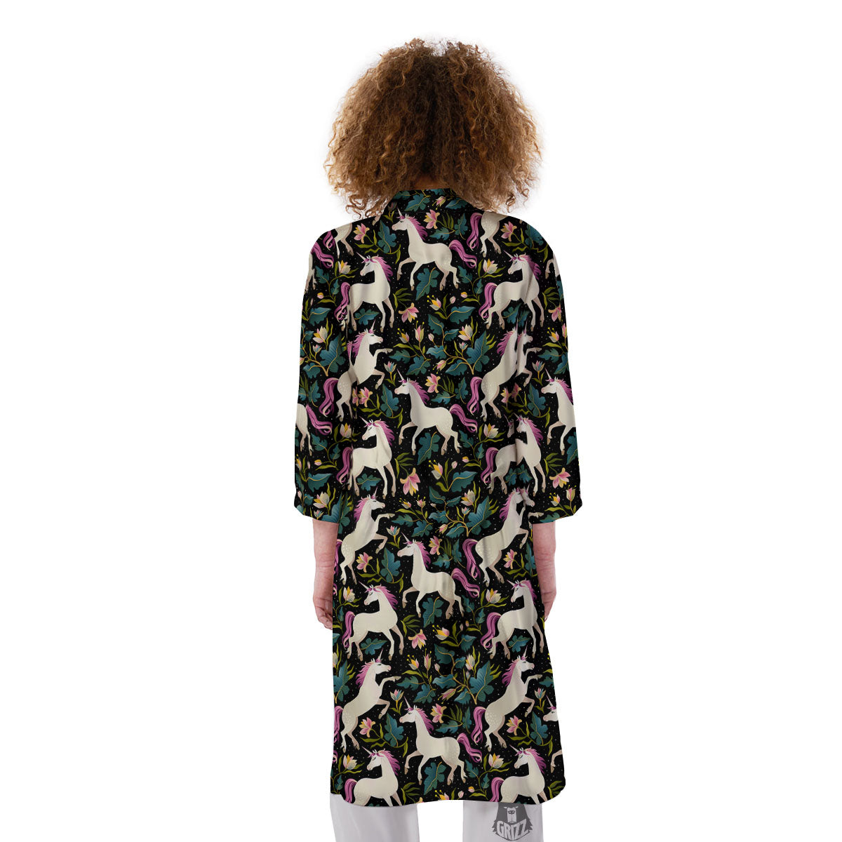 Unicorn Floral Print Pattern Kimono-grizzshop