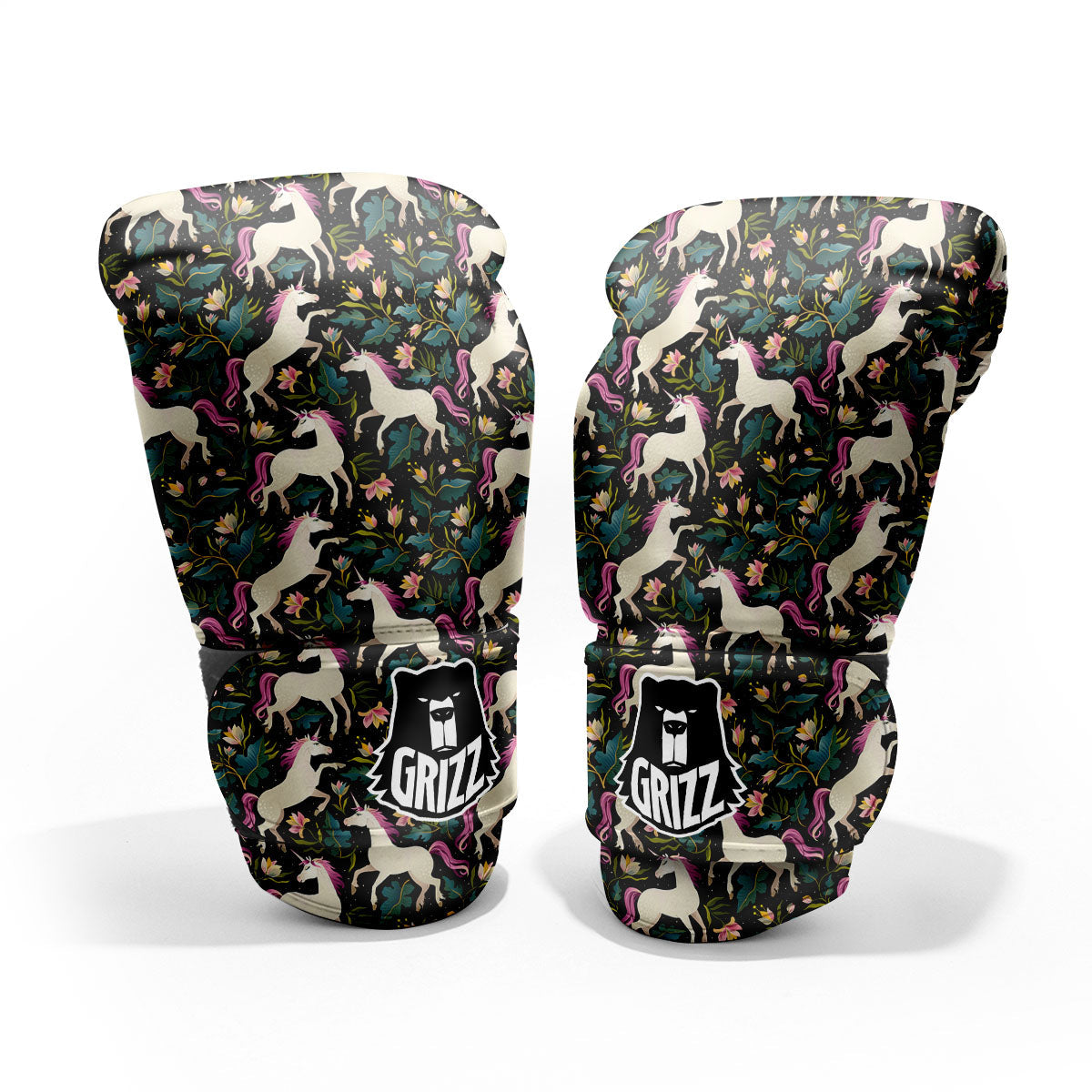 Unicorn Floral Print Pattern Pro Boxing Glove