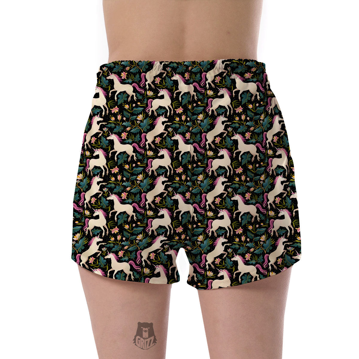 Unicorn Floral Print Pattern Women's Shorts-grizzshop