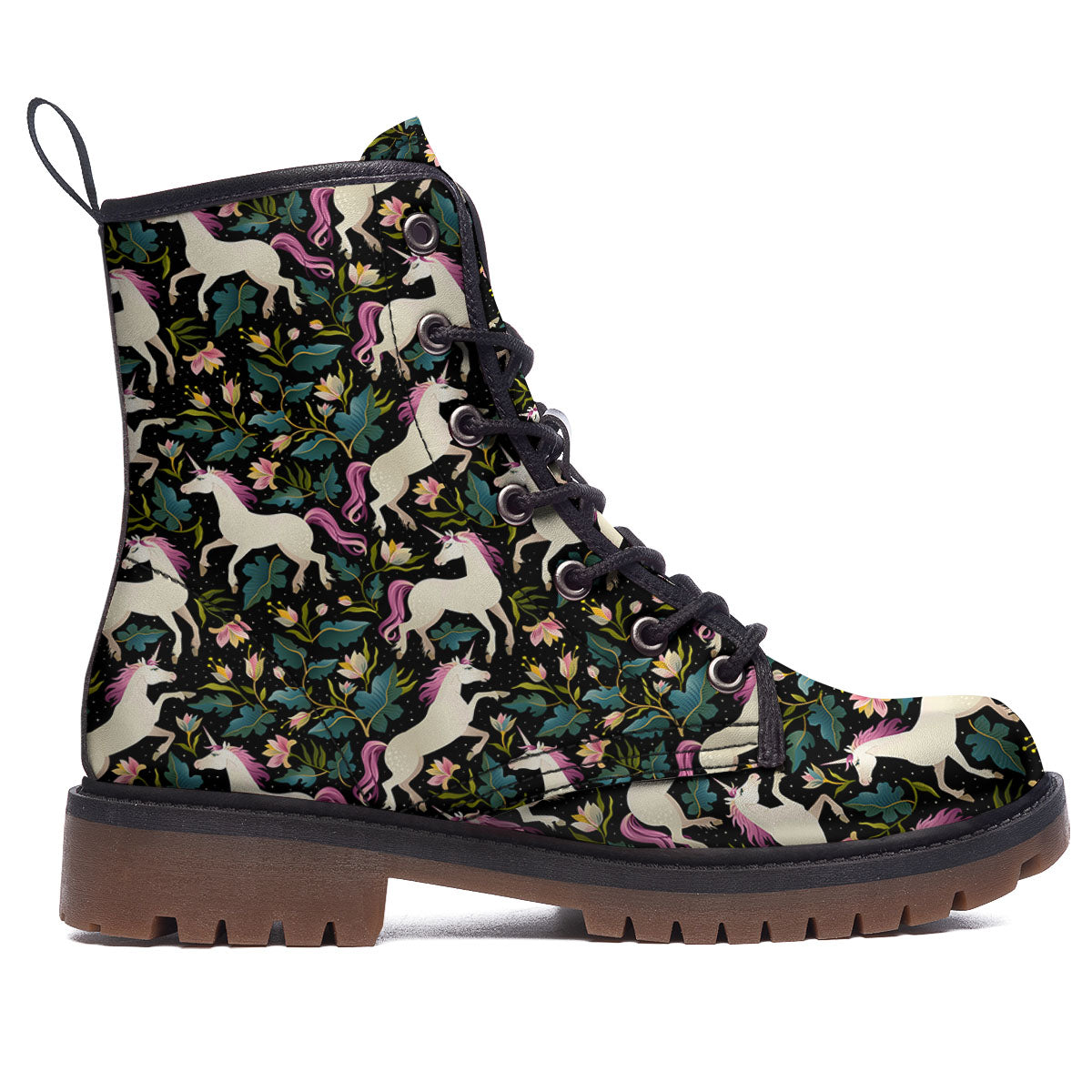 Unicorn Floral Print Pattern Work Boots-grizzshop