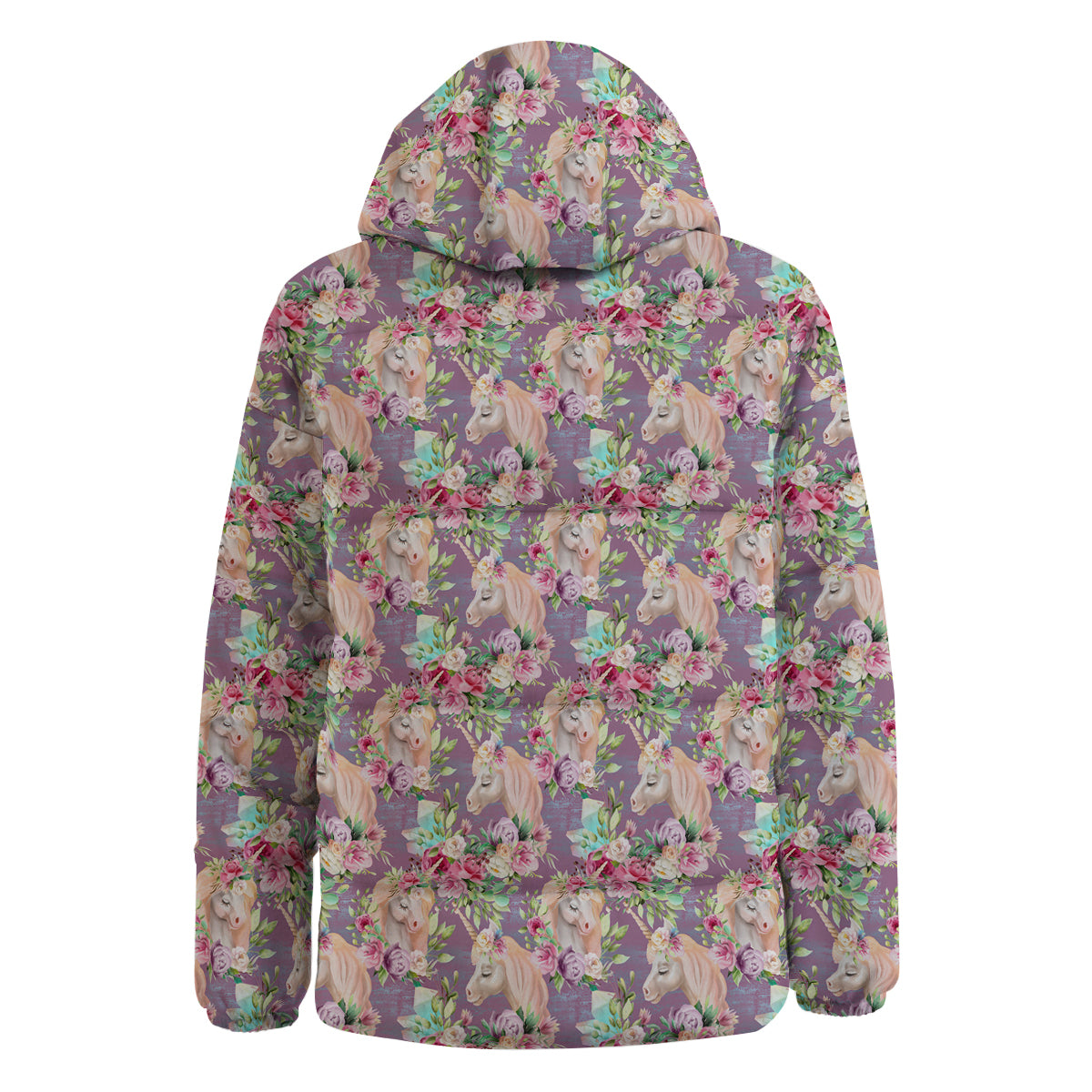 Unicorn Magic Floral Print Pattern Down Jacket-grizzshop