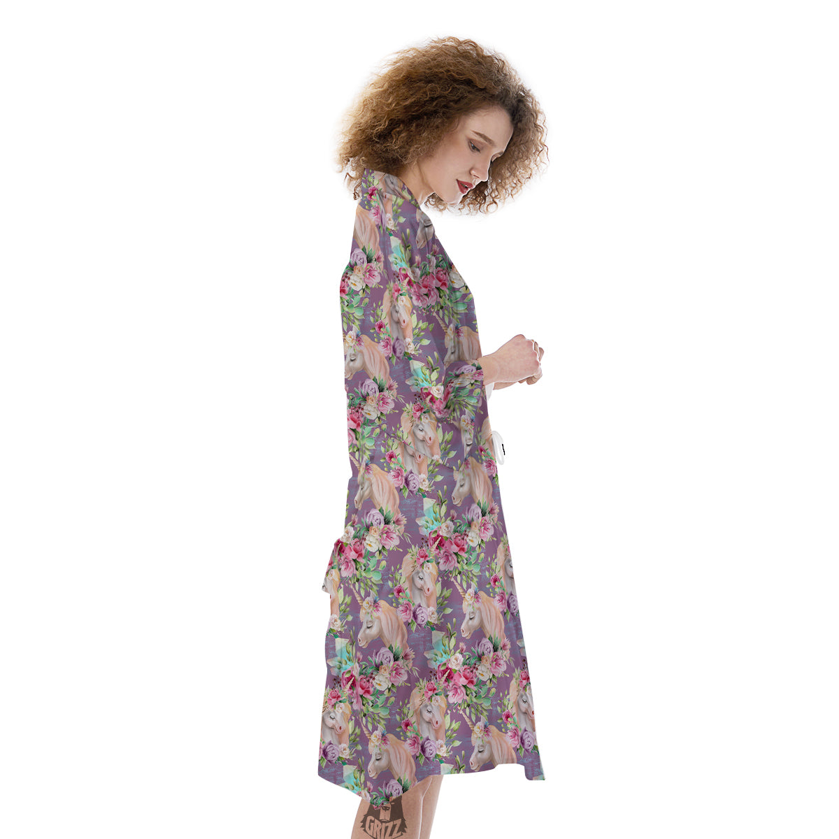 Unicorn Magic Floral Print Pattern Kimono-grizzshop
