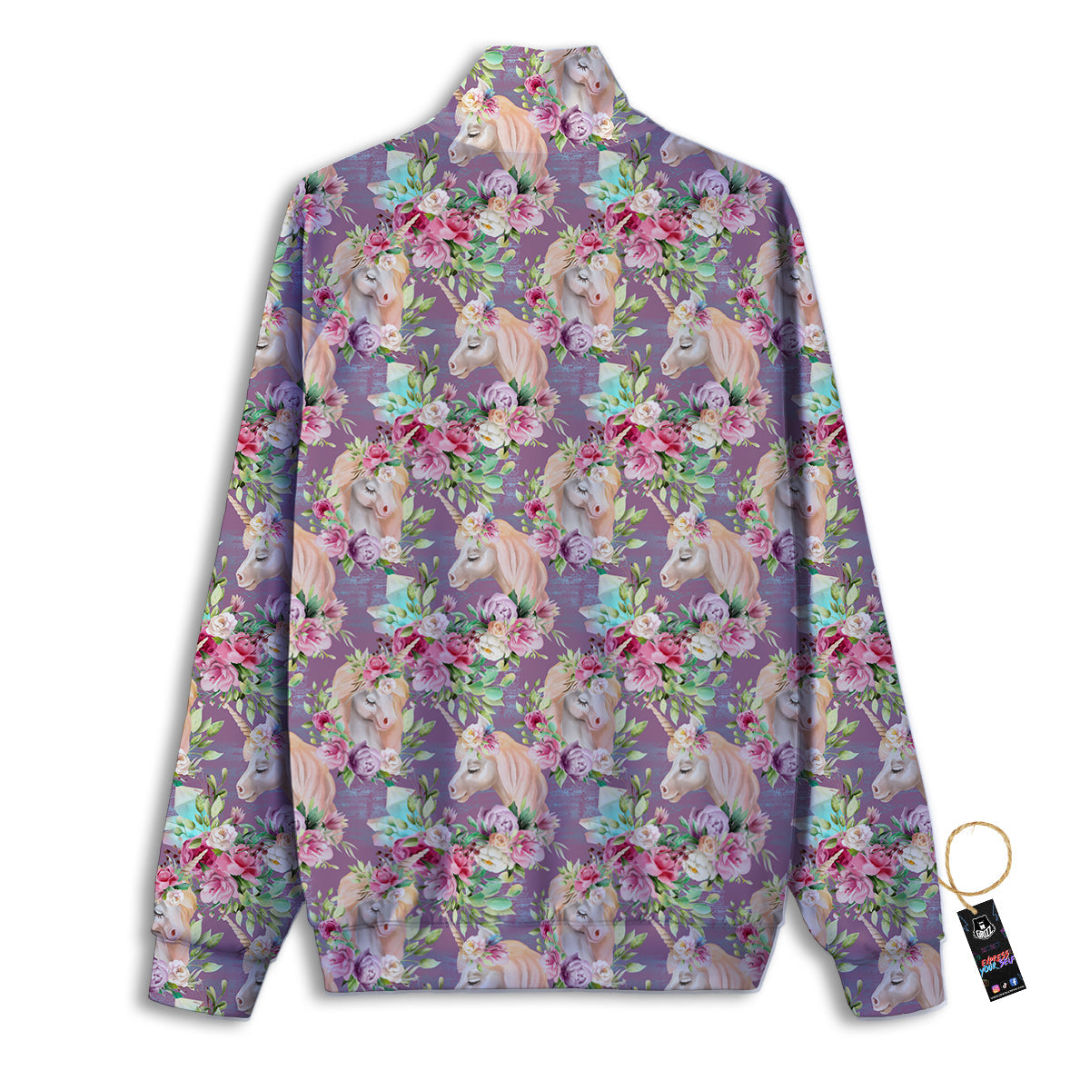 Unicorn Magic Floral Print Pattern Track Jacket-grizzshop