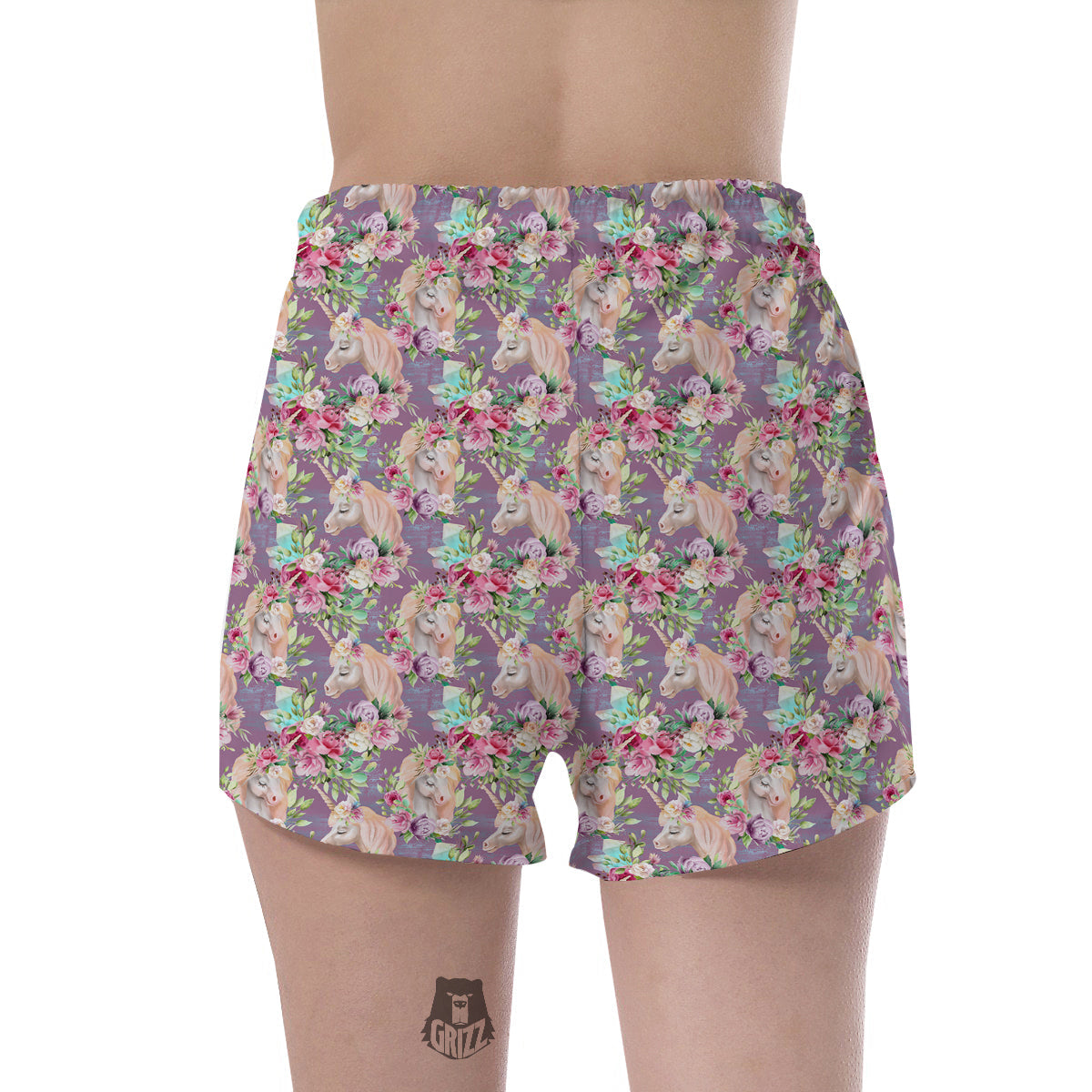 Unicorn Magic Floral Print Pattern Women's Shorts-grizzshop