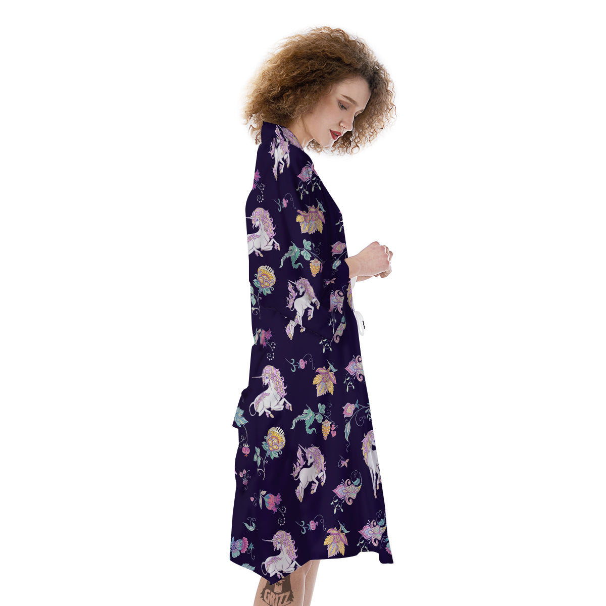 Unicorn Night Floral Print Pattern Kimono-grizzshop