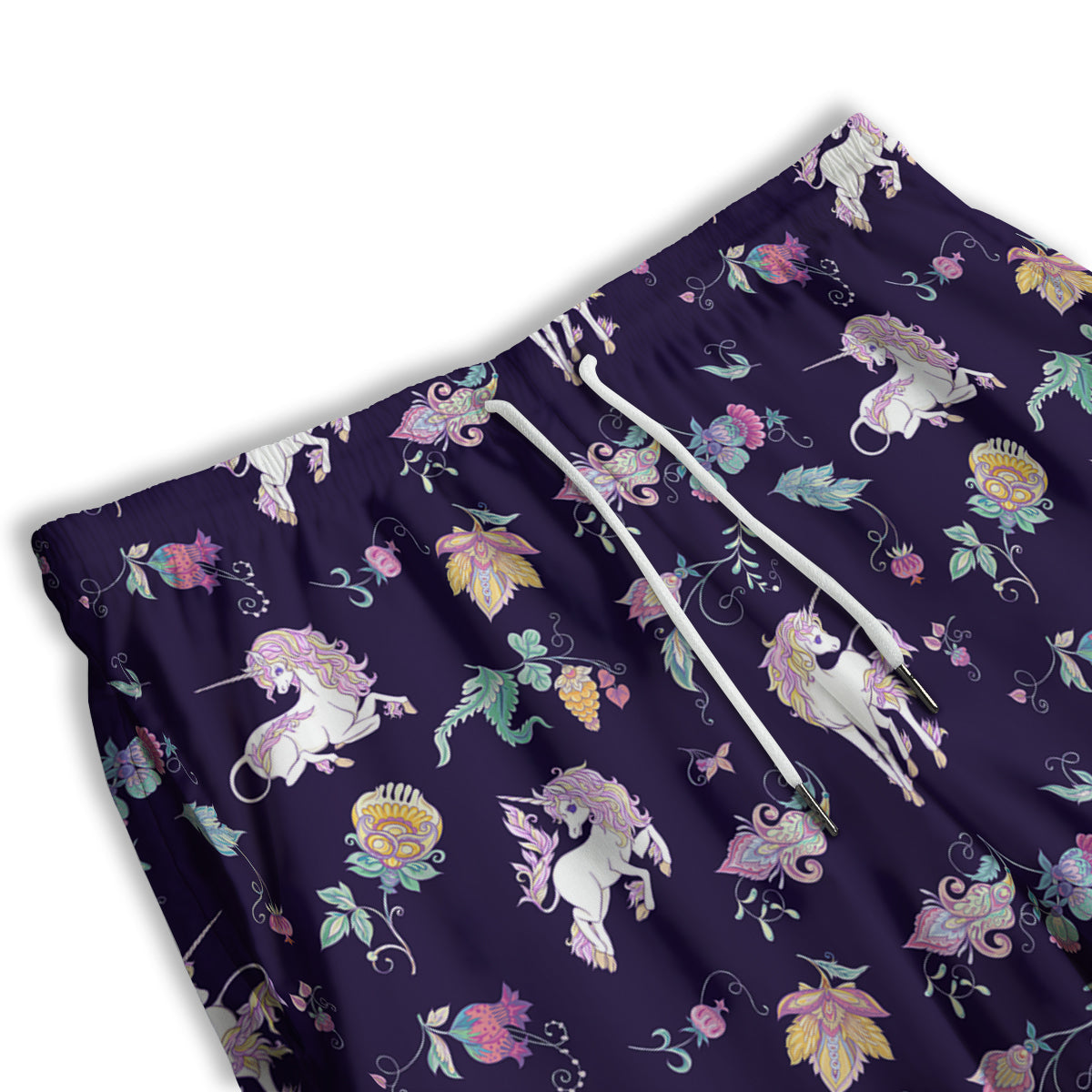 Unicorn Night Floral Print Pattern Men's Athletic Shorts