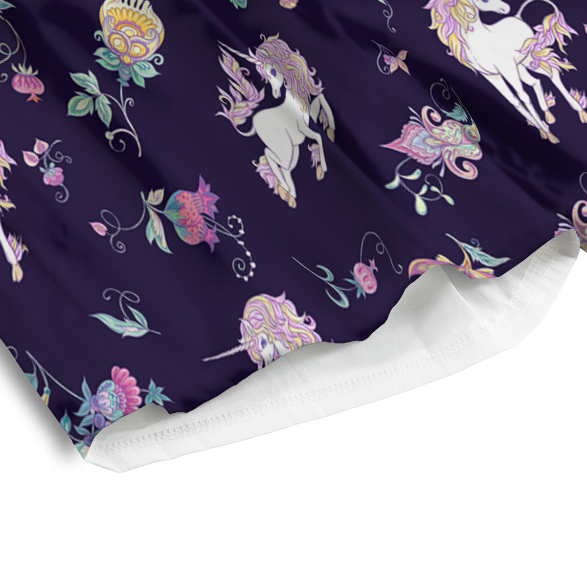 Unicorn Night Floral Print Pattern Men's Athletic Shorts