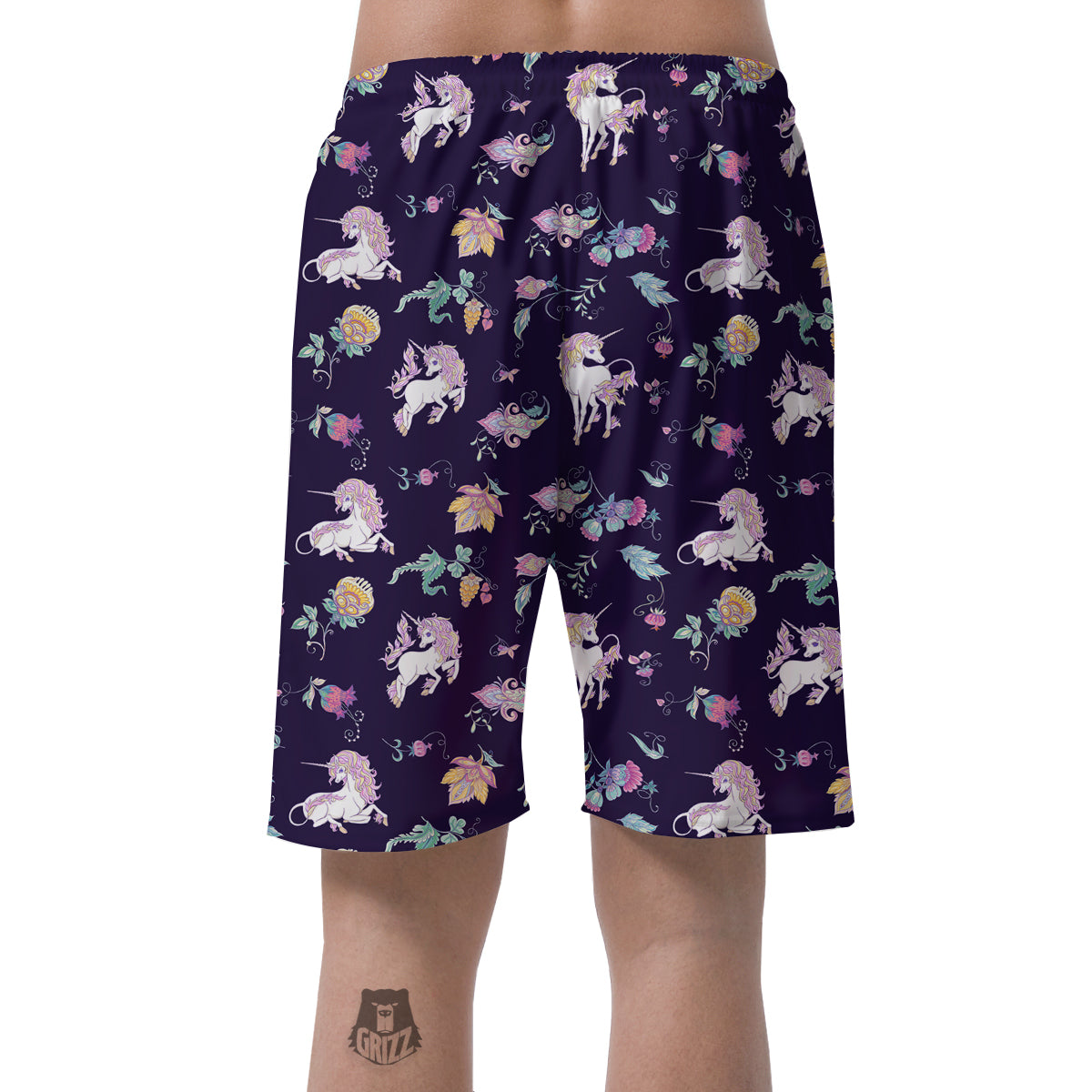 Unicorn Night Floral Print Pattern Men's Shorts-grizzshop