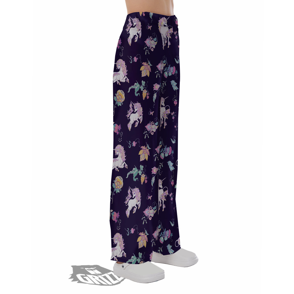 Unicorn Night Floral Print Pattern Pajama Pants-grizzshop