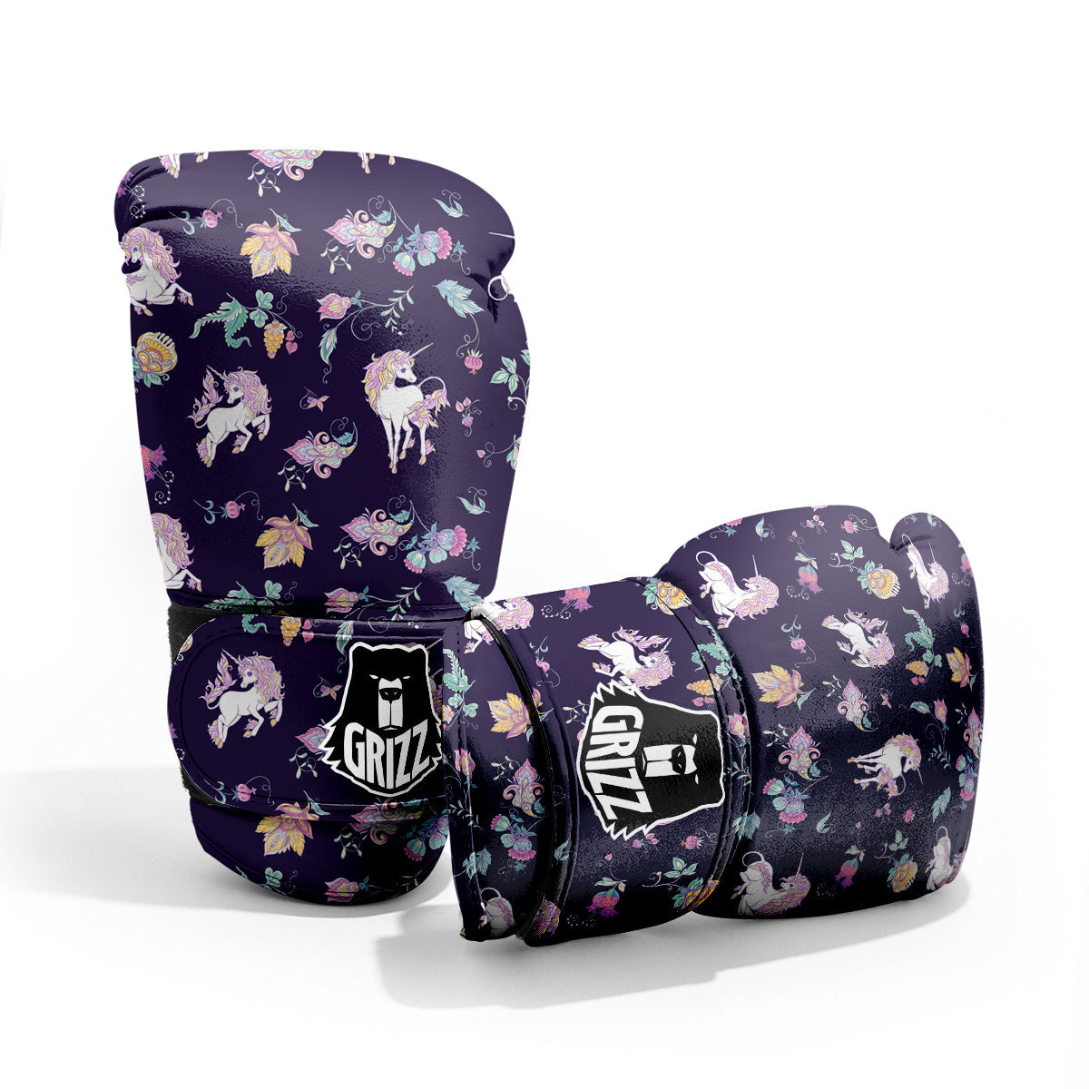 Unicorn Night Floral Print Pattern Pro Boxing Glove