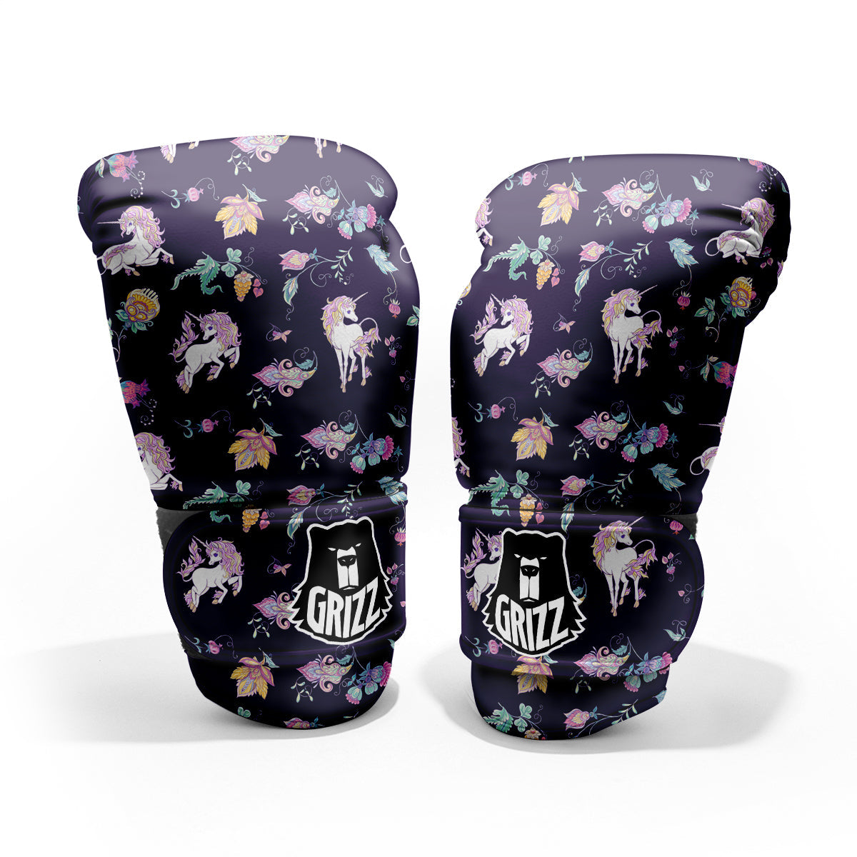 Unicorn Night Floral Print Pattern Pro Boxing Glove