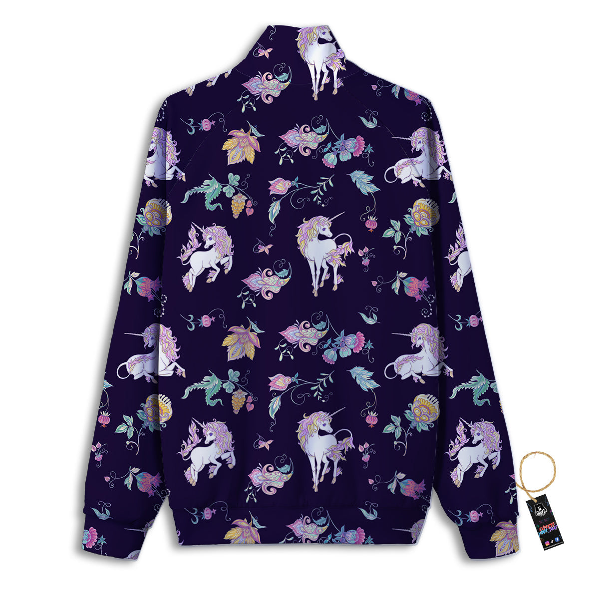 Unicorn Night Floral Print Pattern Track Jacket-grizzshop