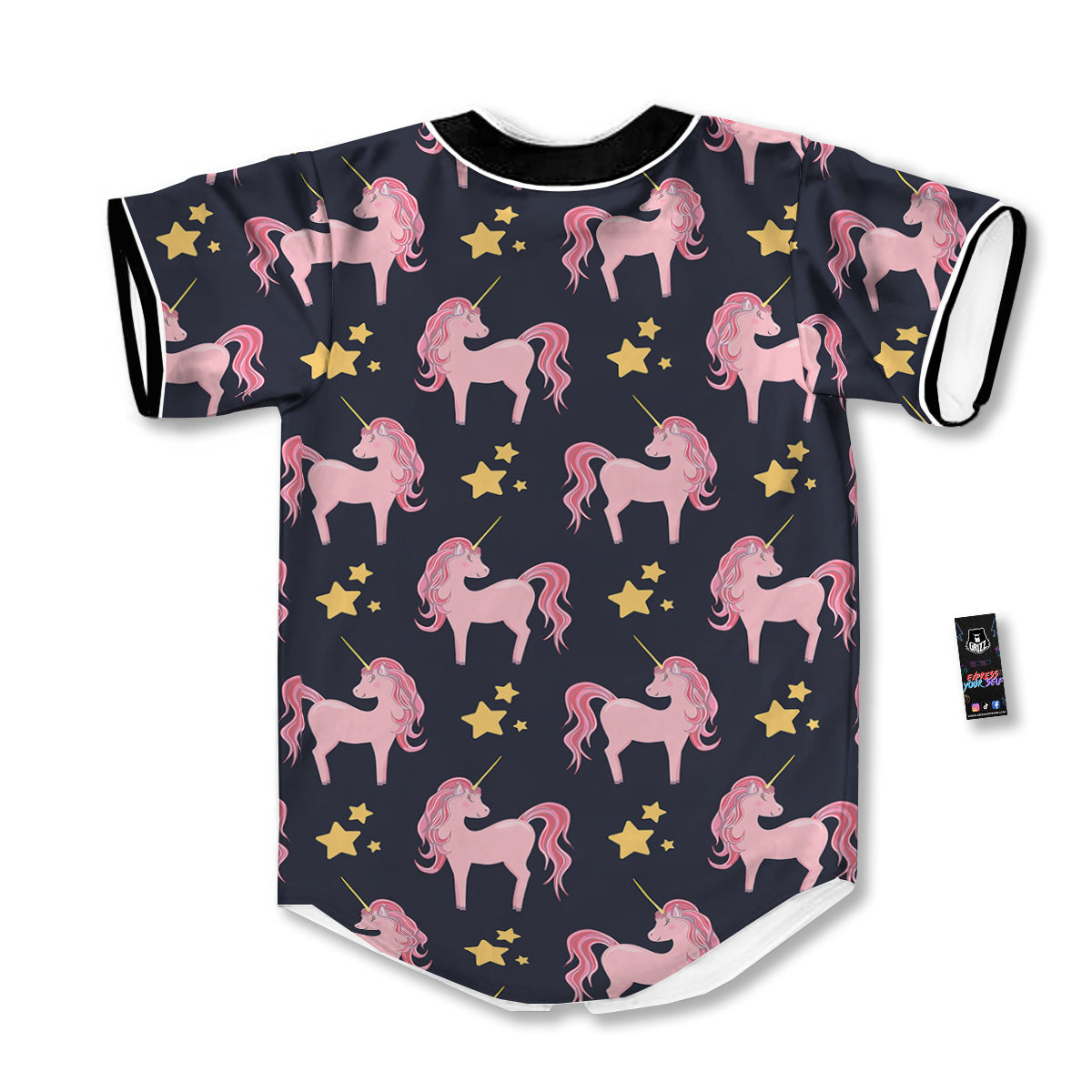 Unicorn Night Star Print Pattern Baseball Jersey-grizzshop