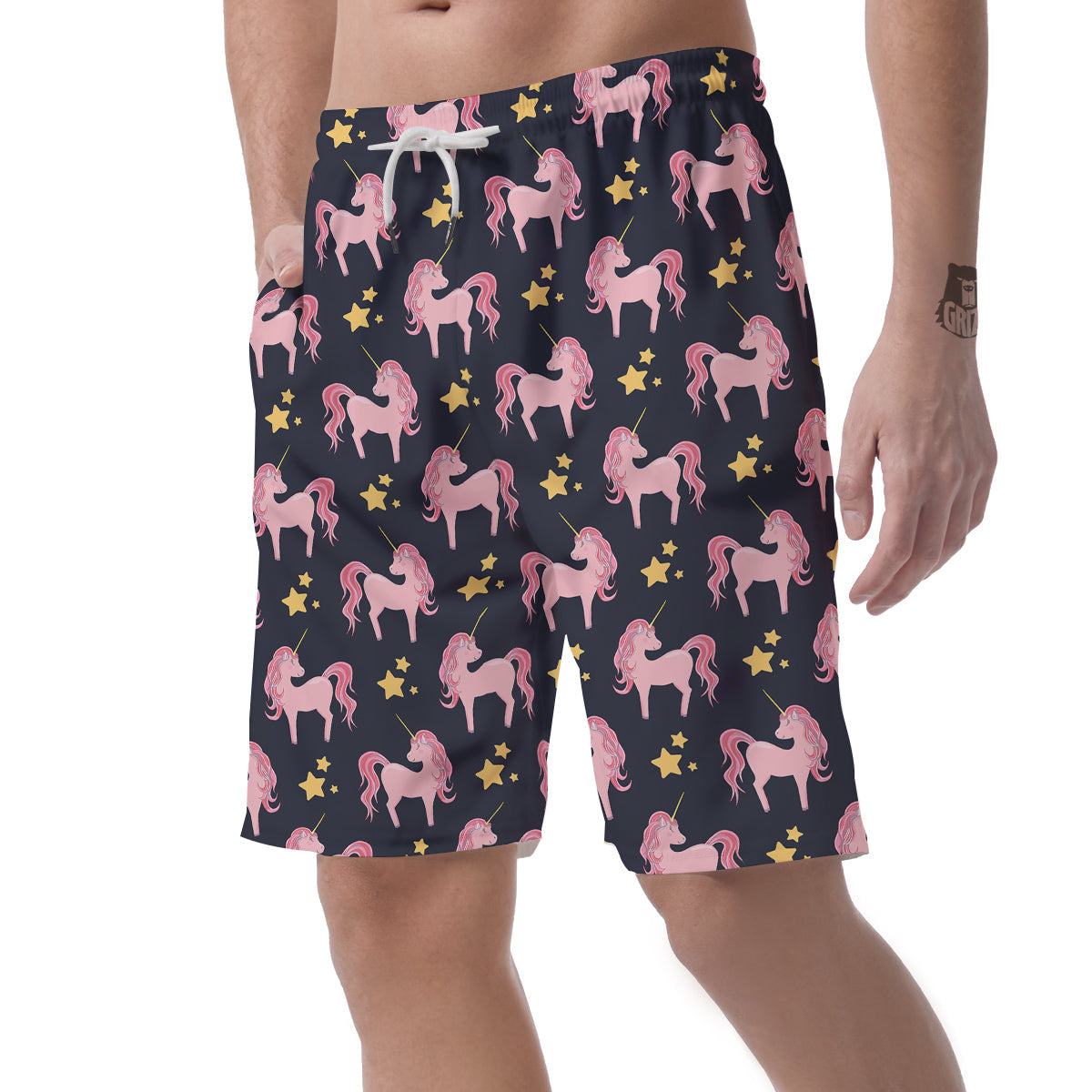 Unicorn Night Star Print Pattern Men's Shorts-grizzshop
