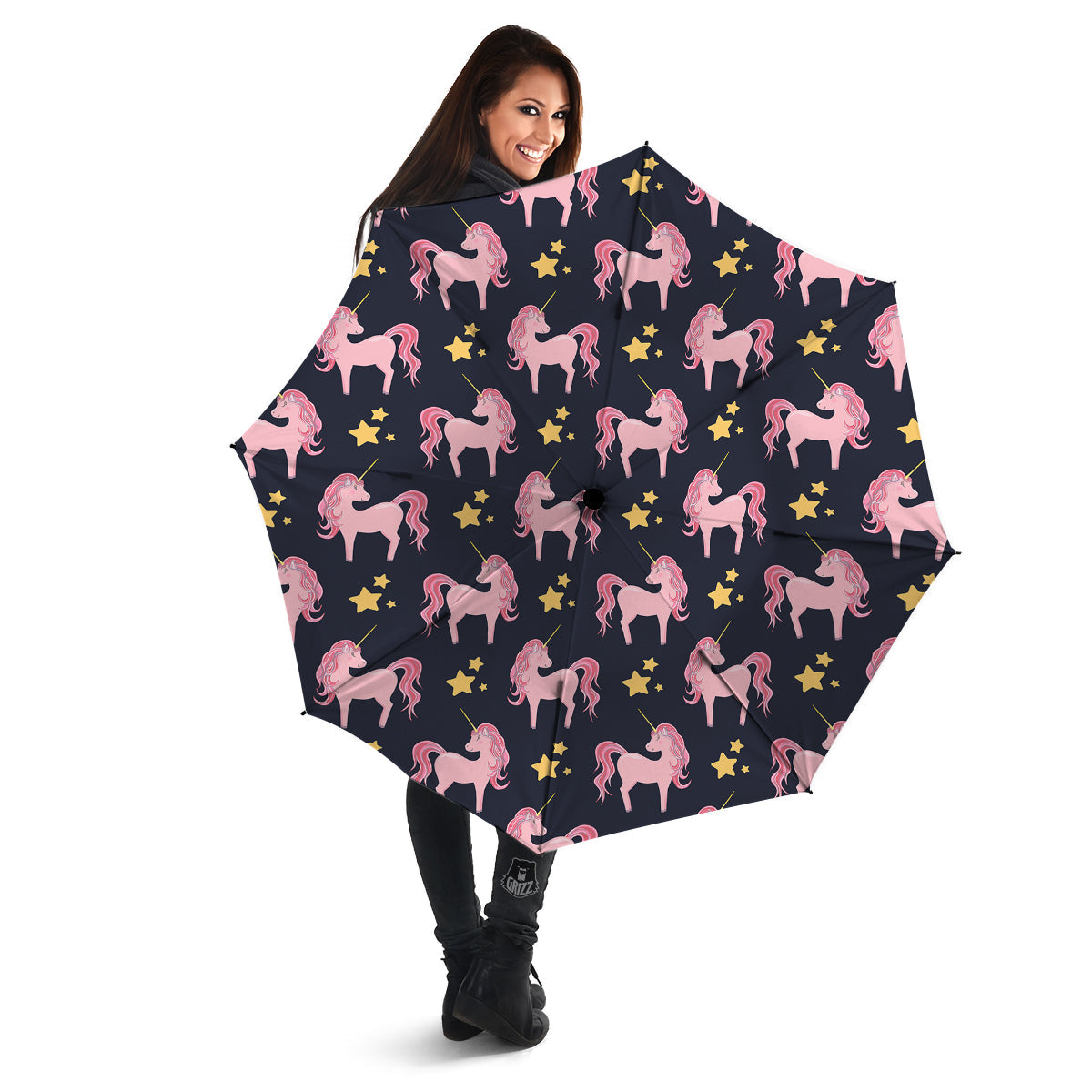 Unicorn Night Star Print Pattern Umbrella-grizzshop