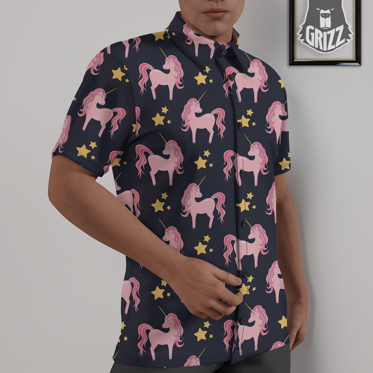 Unicorn Night Star Print Pattern Untucked Shirts-grizzshop