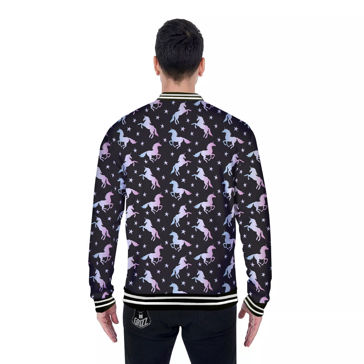 Unicorn Night Winged Print Pattern Baseball Jacket-grizzshop