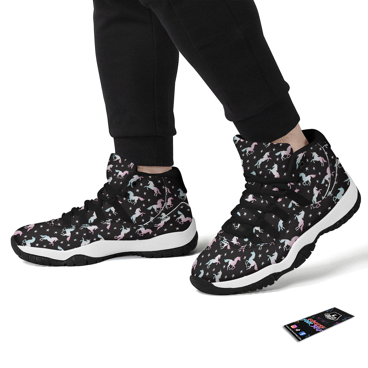 Unicorn Night Winged Print Pattern Black Bball Shoes-grizzshop