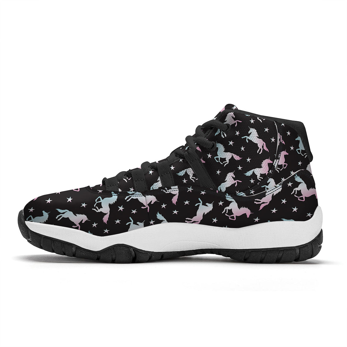 Unicorn Night Winged Print Pattern Black Bball Shoes-grizzshop