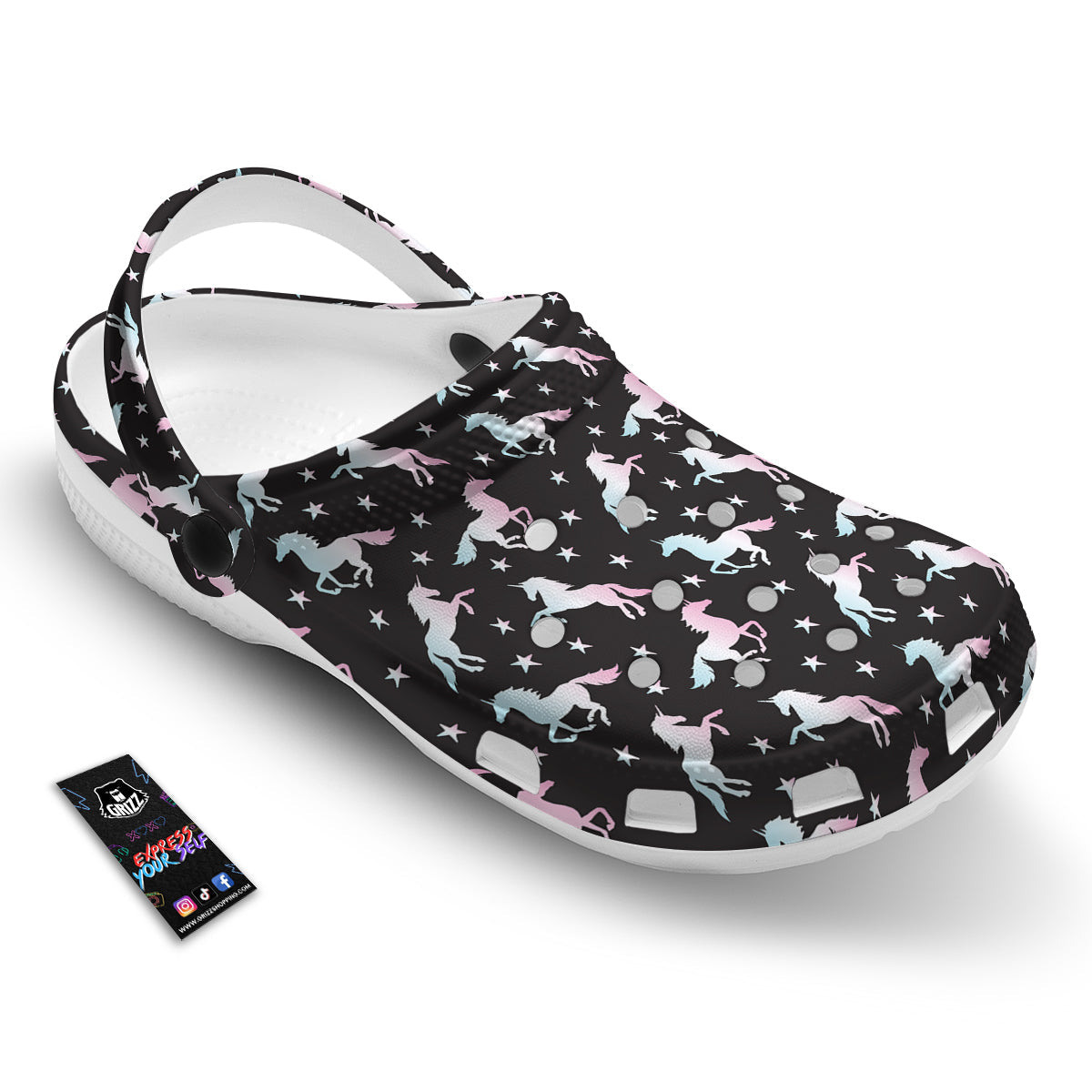 Unicorn Night Winged Print Pattern Clog-grizzshop