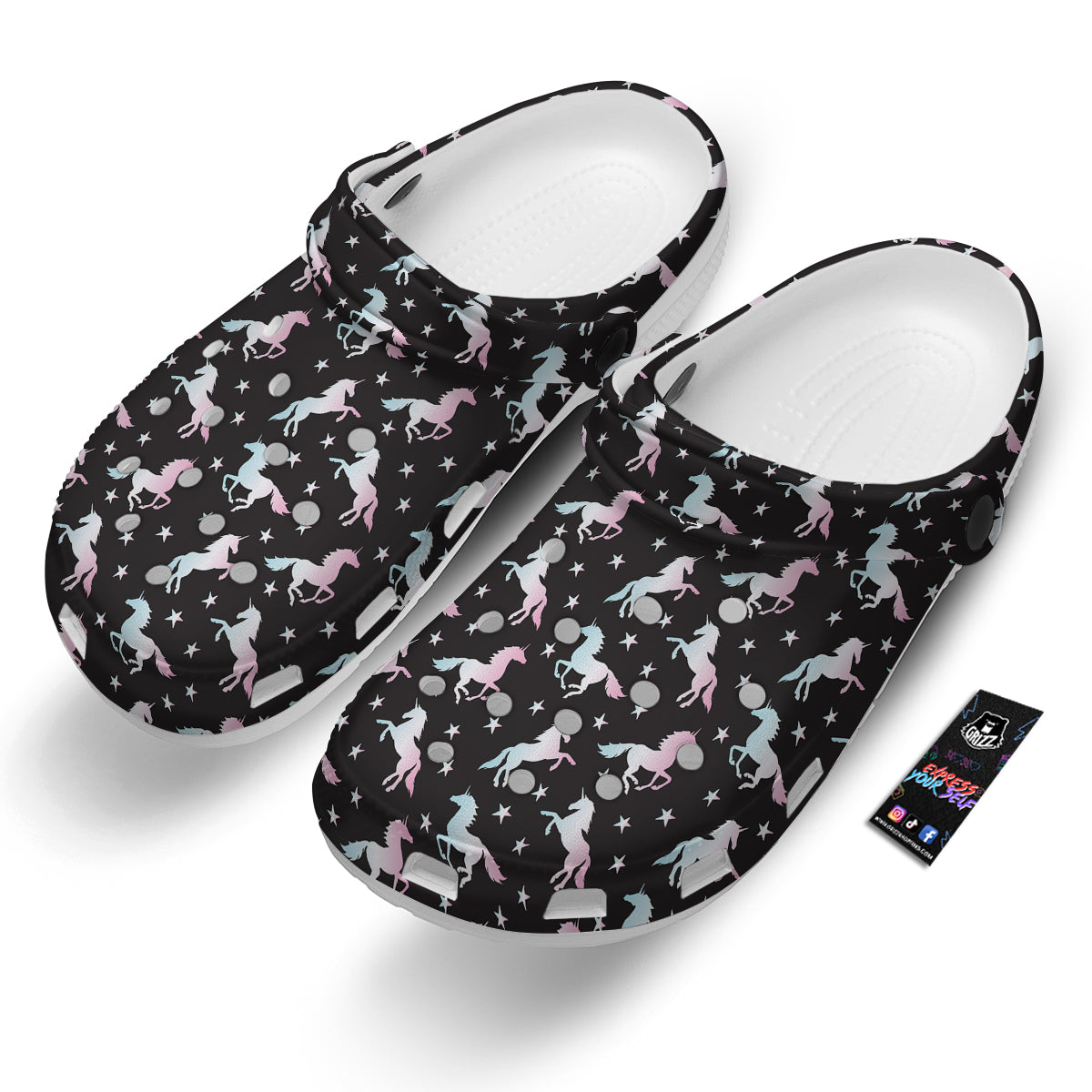 Unicorn Night Winged Print Pattern Clog-grizzshop