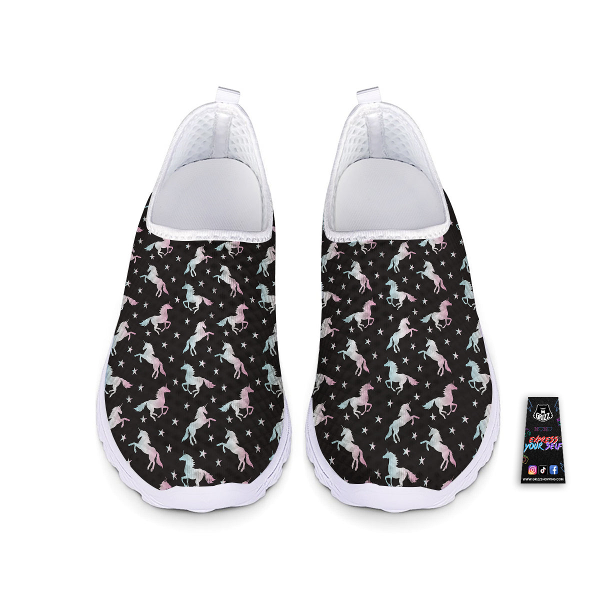 Unicorn Night Winged Print Pattern Nurse Shoes-grizzshop