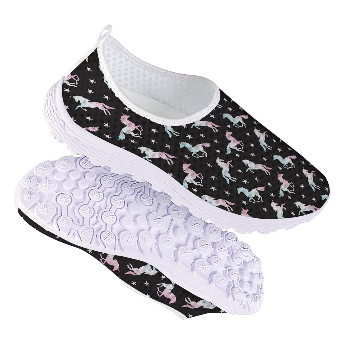 Unicorn Night Winged Print Pattern Nurse Shoes-grizzshop