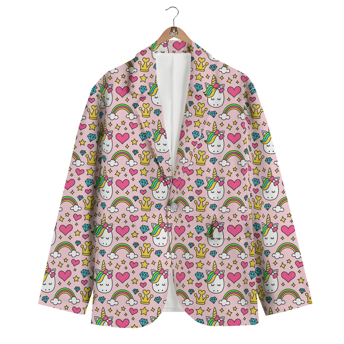 Unicorn Pattern Print Men's Blazer-grizzshop