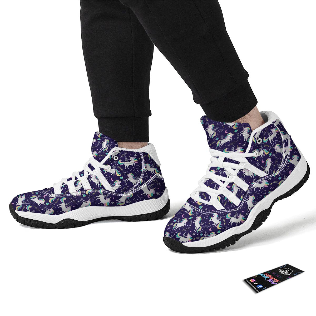 Unicorn Pattern Printt White Bball Shoes-grizzshop
