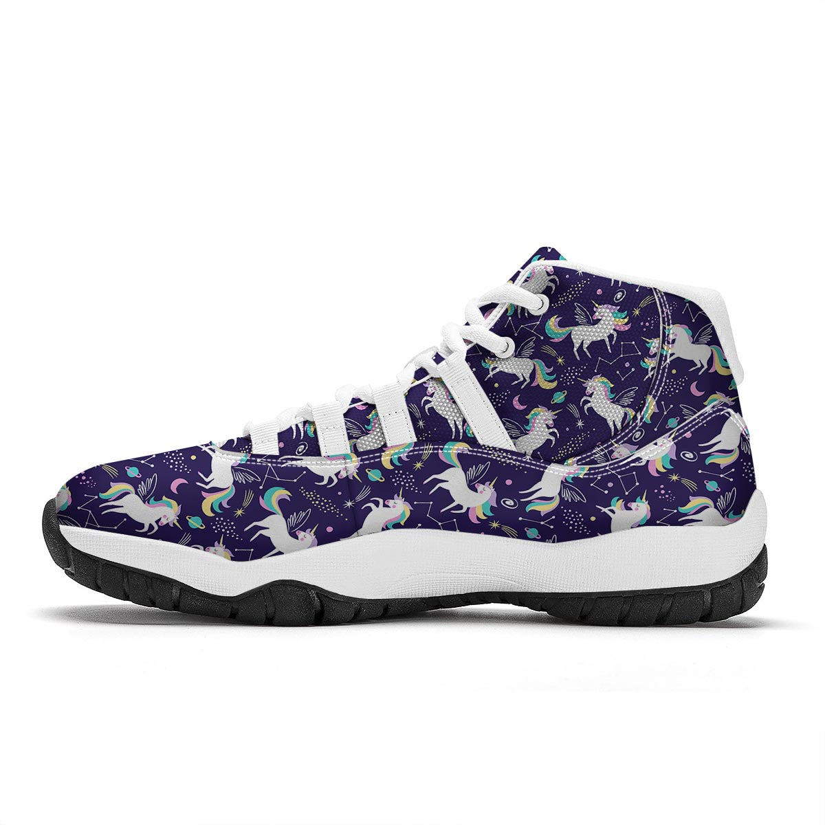 Unicorn Pattern Printt White Bball Shoes-grizzshop