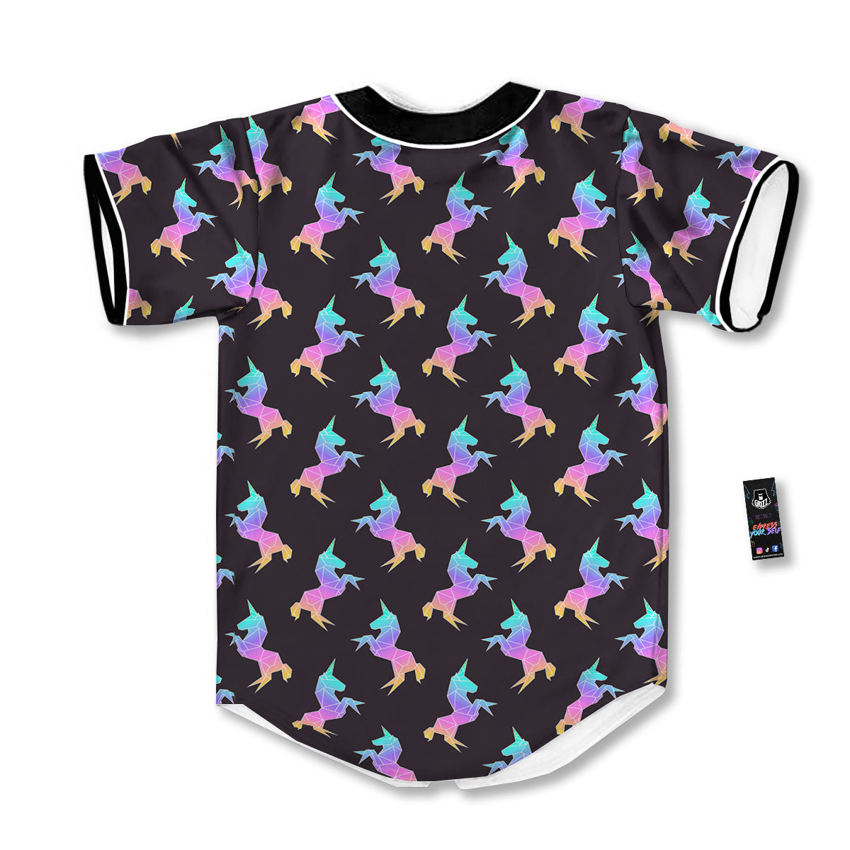 Unicorn Rainbow Origami Print Pattern Baseball Jersey-grizzshop